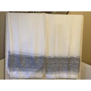 lace sheer shower curtain white/ blue lace 72”x72” unused